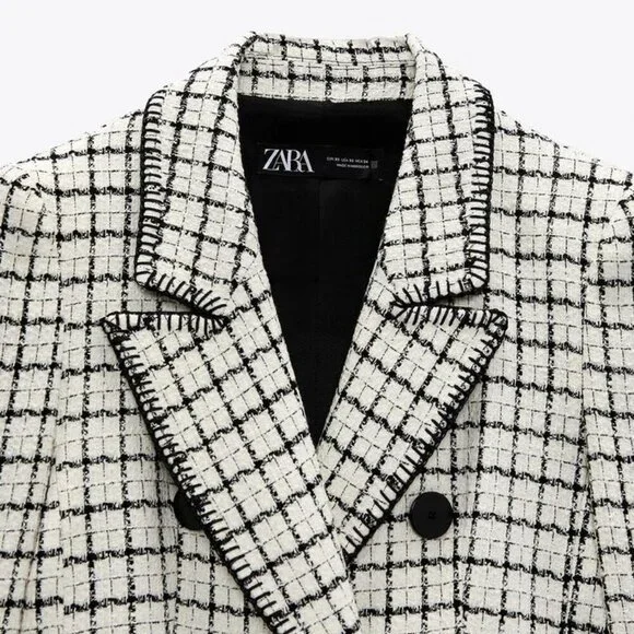 ZARA CHECKED DOUBLE-BACK BLAZER SIZE XS 2372 519 070 - Picture 6 of 7